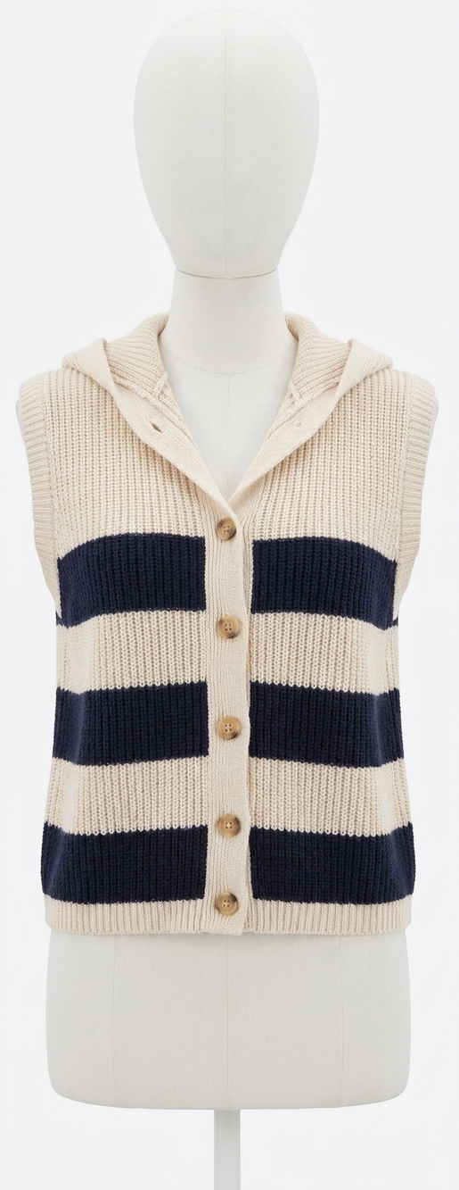 NEW CENTRAL PARK WEST daphne stripe hooded vest in navy